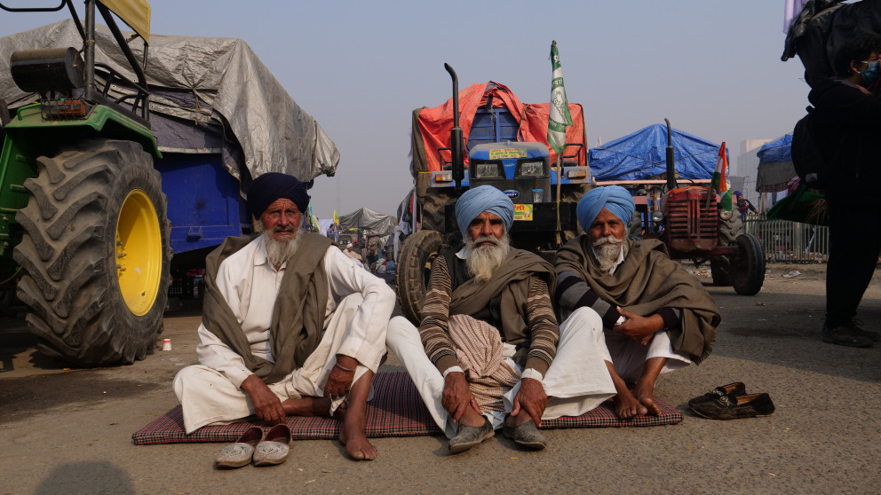 Farmers’ protest in New Delhi. 