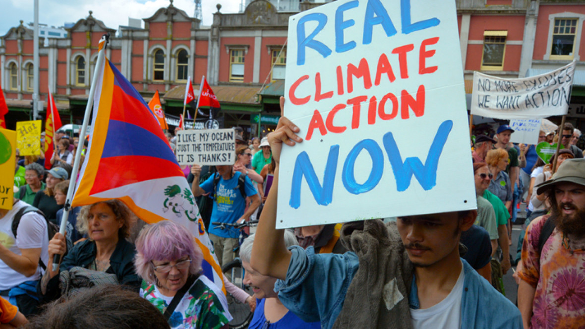 Auckland, 28. November 2015: Tausende Menschen demonstrierten in Neuseeland für den Klimaschutz. 